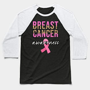 Breast Cancer Awareness Leopard Pink Ribbon Baseball T-Shirt